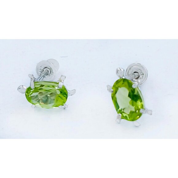 Genuine 1.66 Cts Peridot Turtle Stud Earrings Solid 14k Gold - Picture 3 of 7